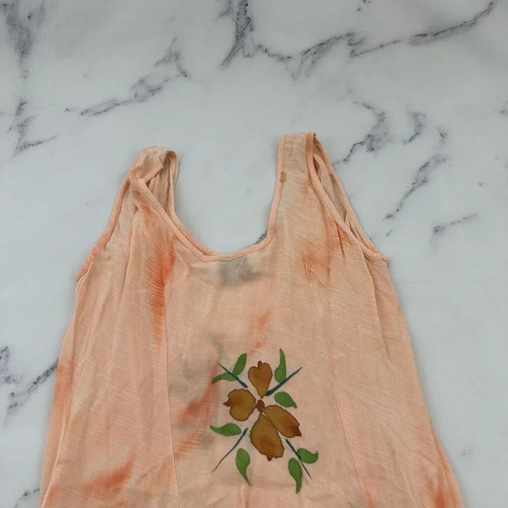 AT Moda Estate Womens Vintage 90s Slip Maxi Dress Size M Peach Orange Floral - Picture 8 of 10